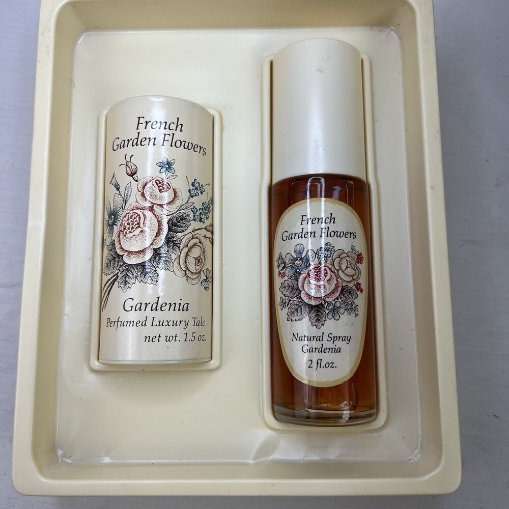 Vtg‎ Alyssa Ashley French Garden Flowers Gift Set Perfume Talc & Natural Spray
